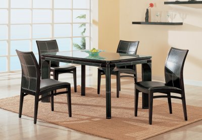 Dark Chocolate Faux Leather Top Dinette With Decorative Stitches