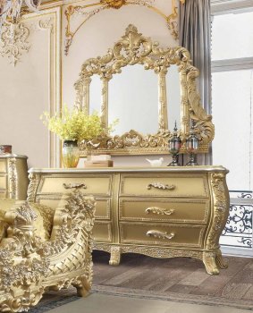 Cabriole Dresser BD01466 in Gold by Acme w/Optional Mirror [AMDR-BD01466 Cabriole]