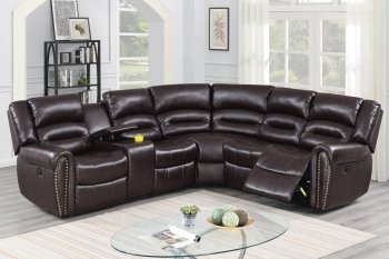 F86613 Power Recliner Sectional Sofa in Brown by Poundex [PXSS-F86613]