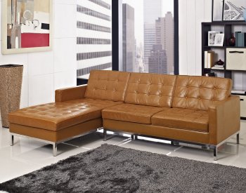 Loft Sectional Sofa in Tan Leather by Modway [MWSS-Loft Tan]