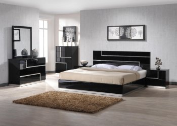 Lucca Bedroom Set 6Pc in Black Lacquered Finish by J&M [JMBS-Lucca]