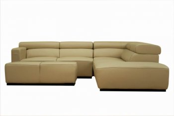 Beige Full Leather Modern 3PC Sectional Sofa w/Ottoman [WISS-711-P8008]