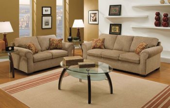 Dream Woodsmoke or Carnival Brandy Fabric Sofa & Loveseat Set [UDS-1640]