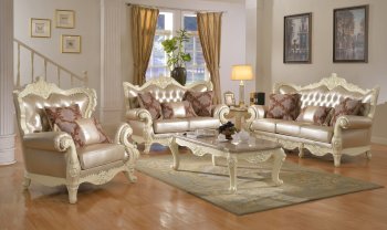 Madrid Sofa 674 in Pearl Bonded Leather w/Optional Items [MRS-674 Madrid]