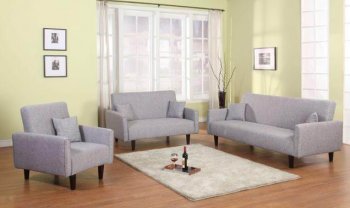 Light Grey Fabric Modern 3Pc Living Room Set w/Sofa Bed [AHS-Oxford-LightGrey]