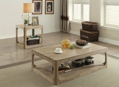 Zaina Coffee Table & End Table 82235 3Pc Set Natural Oak by Acme