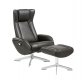 Maya Chair & Ottoman in Black Leather by J&M Furniture