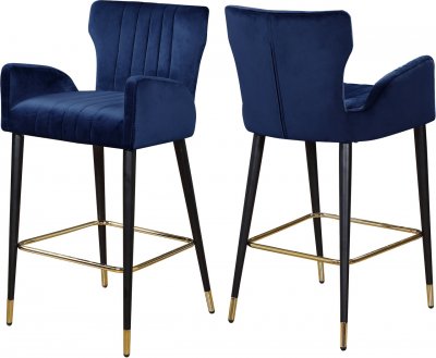 Luxe Counter Stool 792 Set of 2 Navy Velvet Fabric by Meridian