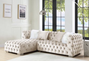 Syxtyx Sectional Sofa LV00334 in Beige Velvet by Acme [AMSS-LV00334 Syxtyx]