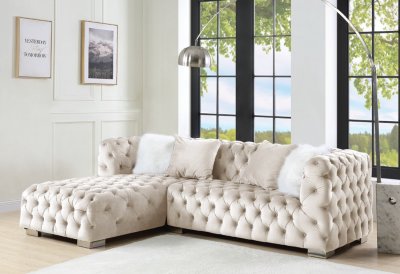 Syxtyx Sectional Sofa LV00334 in Beige Velvet by Acme