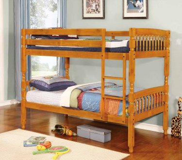 5005 Twin Over Twin Bunk Bed in Honey Pine