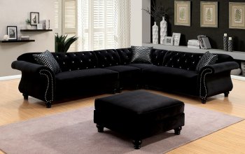 Jolanda II Sectional Sofa CM6158BK in Black Fabric [FASS-CM6158BK Jolanda II]