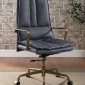 Tinzud Office Chair 93165 in Gray Top Grain Leather by Acme