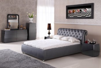 Elegante Bedroom Black Leatherette by American Eagle w/Options [AEBS-Elegante Black]