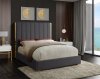 Becca Bed in Grey Velvet Fabric by Meridian w/Options