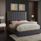 Becca Bed in Grey Velvet Fabric by Meridian w/Options