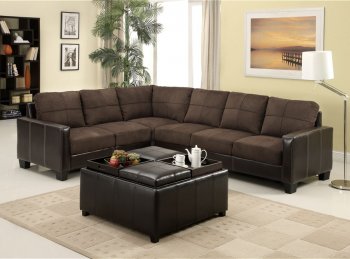 Lavena Sectional Sofa CM6453DK in Microfiber & Leatherette [FASS-CM6453DK Lavena]