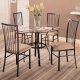 Clear Glass Top Modern 5 Pc Round Dinette Set w/Black Frame