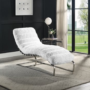 Qortini Lounge Chaise AC01988 in White Teddy Sherpa by Acme [AMCL-AC01988 Qortini]