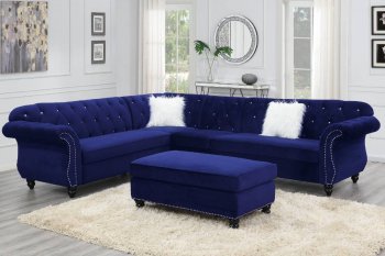 F6434 Sectional Sofa in Indigo Velvet by Poundex w/Options [PXSS-F6434]