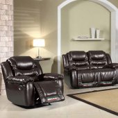 Arty Reclining Sofa in Brown Bonded Leather w/Optional Items