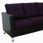 Eggplant Fabric & Black Vinyl Modern Sectional Sofa