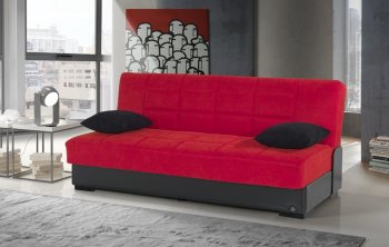 Planet Sofa Bed Convertible in Red Microfiber by Rain [RNSB-Planet Red]