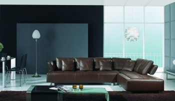 Brown Bonded Leather Modern Sectional Sofa w/Steel Legs [VGSS-3878]