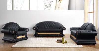 Cleopatra Sofa Set 3Pc in Black Half Leather by VIG