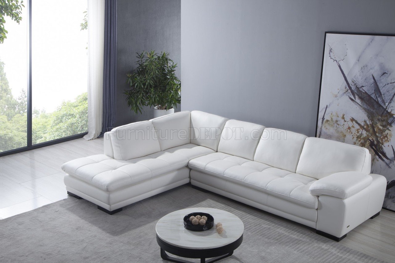 ML157 Sectional Sofa in White Leather by Beverly Hills