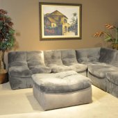 Bella Charcoal Fabric Modern Sectional Sofa w/Optional Ottoman