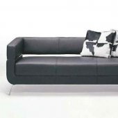 Black Full Leather 3Pc Modern Living Room w/Steel Frame