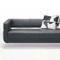 Black Full Leather 3Pc Modern Living Room w/Steel Frame