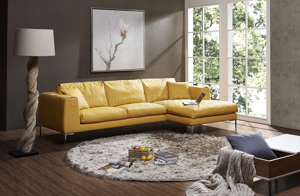 light yellow leather sectional sofa