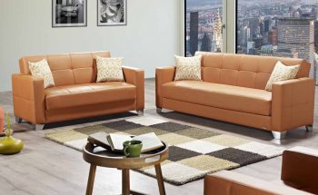 Viva Italia Sofa Bed in Orange Leatherette by Mobista [MTSB-Viva Italia Orange]