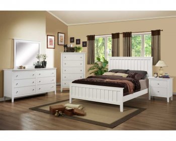 White Finish Contemporary Bedroom w/Optional Items [HEBS-819W]