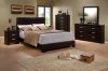 Brown Finish Modern 5Pc Bedroom Set w/Vinyl Queen Size Bed