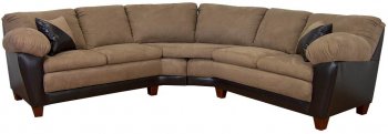 Mocha Fabric & Chocolate Bicast Modern Sectional Sofa [PMSS-146-Mocha]