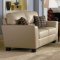 Beige Bonded Leather Contemporary Living Room w/Accent Pillows