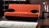 Rio Orange Fabric Convertible Sofa Bed w/Black Accents