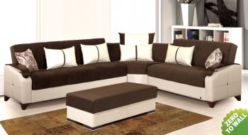 Rosso Sectional Sofa Bed in Brown Microfiber by Rain [RNSS-Rosso Brown]