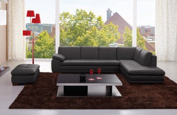 625 Sectional Sofa in Black Italian Leather by J&M [JMSS-625 Black]