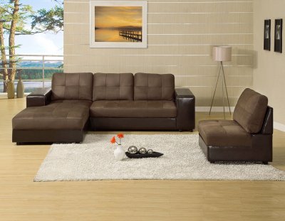 CM6588 Aspen Sectional Sofa in Microfiber & Leatherette