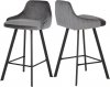 Viviene Counter Stool 761 Set of 2 in Grey Velvet by Meridian