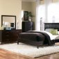 Merlot Finish Modern Bed w/Brown Bycast Leather Headboard