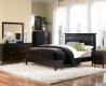 Merlot Finish Modern Bed w/Brown Bycast Leather Headboard