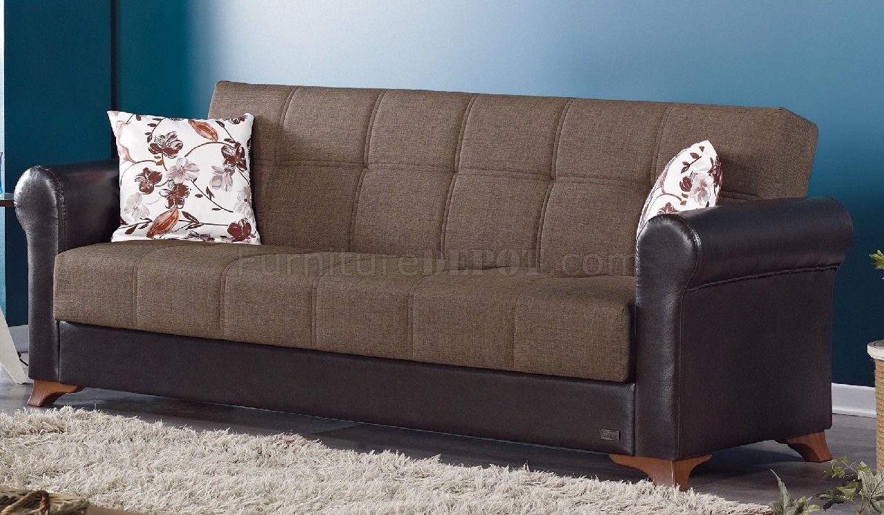 Bergen Sofa Bed & Loveseat Bed Set in Brown & Black by Empire