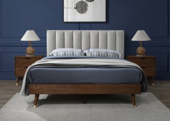 Vance Bed in Beige Velvet by Meridian w/Options [MRB-Vance Beige]