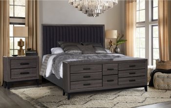 Laura Bedroom Set 5Pc in Gray by Global w/Case & Options [GFBS-Laura Gray w Case]