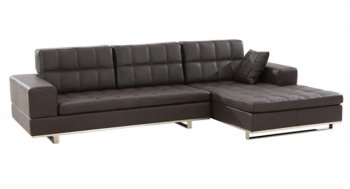 Brian Sectional Sofa in Chocolate Leather by Whiteline Imports [WLSS-Brian Chocolate]